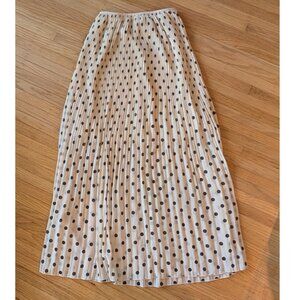 H&M Cream Polka Dot Pleated Maxi Skirt